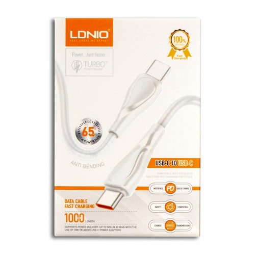 CABLE USB-C A USB-C LDNIO IP902C | 65W CARGA RÁPIDA POWER DELIVERY | REFORZADO, 2 METROS, IPHONE 15 SERIES