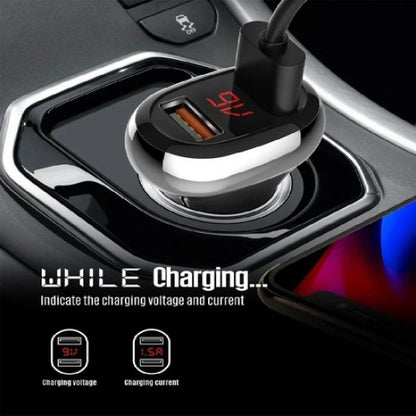 CARGADOR PARA AUTO LDNIO C2-1 | 1 PUERTO USB QC 3.0 + 1 TYPE C | CARGA RÁPIDA 60W + CABLE C-C