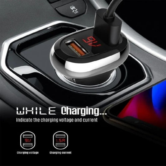 CARGADOR PARA AUTO LDNIO C2-1 | 1 PUERTO USB QC 3.0 + 1 TYPE C | CARGA RÁPIDA 60W + CABLE C-C