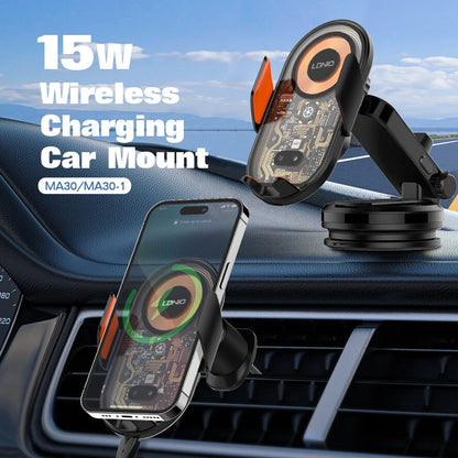 SOPORTE PARA AUTO CON CARGA INALÁMBRICA RÁPIDA 15W | SENSOR AUTOMÁTICO Y GIRO 360 LDNIO MA30-1