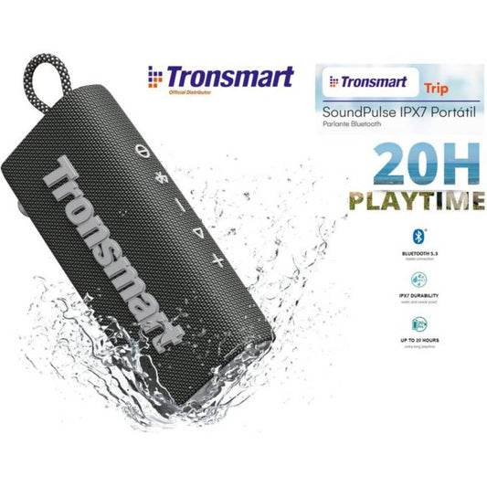 Bocina Bluetooth Tronsmart Trip – 20h de Reproducción, Resistente al Agua IPX7, Sonido Potente con SoundPulse® y Bluetooth 5.3