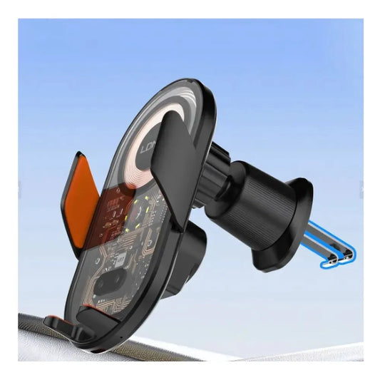 SOPORTE PARA AUTO CON CARGA INALÁMBRICA RÁPIDA 15W | SENSOR AUTOMÁTICO Y GIRO 360 LDNIO MA30-1