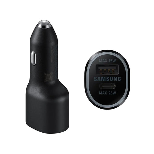 Cargador Doble Samsung para Auto | USB  + USB-C  25W+15W  con Carga Rápida
