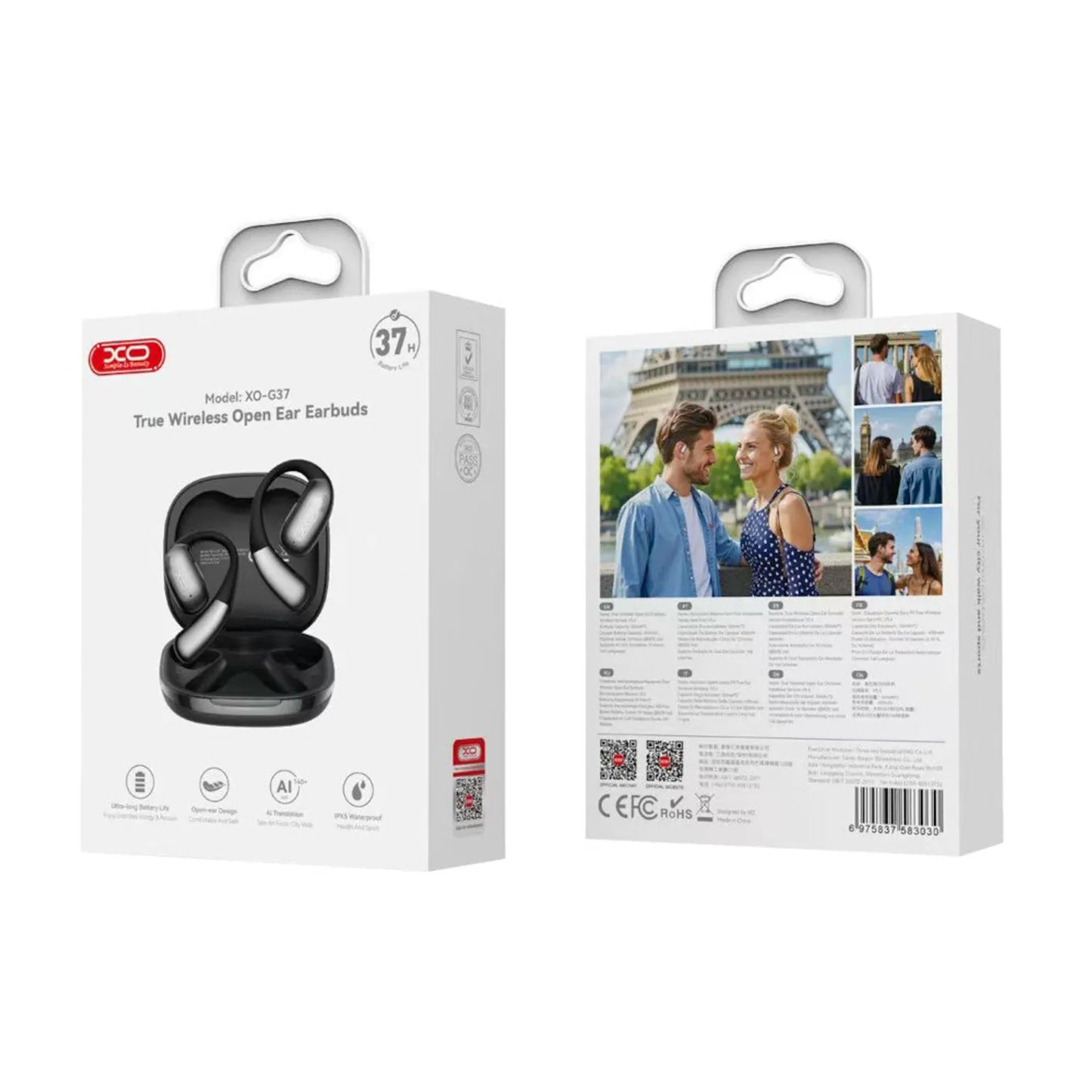 Audífonos Inalámbricos XO-G37 Open Ear | 37h de Batería, Diseño Deportivo, Resistentes al Agua